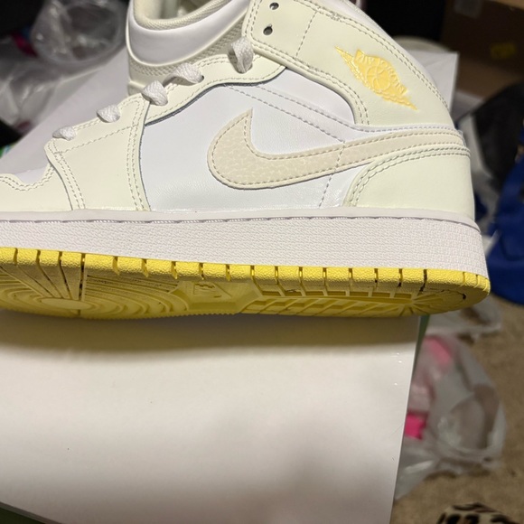Kids Nike White and Yellow Air Jordan Sneakers - Picture 5 of 8